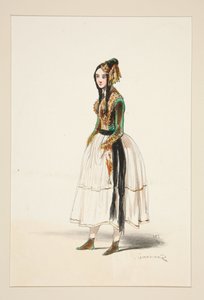 Polonaise. Bonnet, Jacket and Velvet Boots, Gold Trimmings by Paul Gavarni
