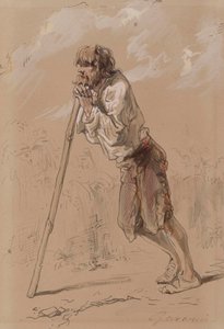 Peasant Leaning on a Stick by Paul Gavarni