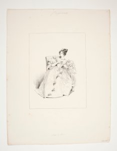 Ball Gown. Jouenne Hairstyle, Nattier Flowers. by Paul Gavarni
