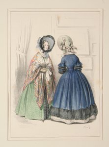 Moire Dress Trimmed with a Lace Flounce by Paul Gavarni