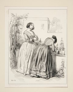 Dress in Organdy, Flat Shawl, Cuffs and Flounces