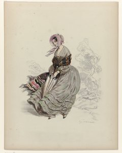 Woman Walking in the Wind with a Parasol, 1840