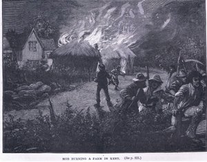 Mob burning a farm in Kent in 1830