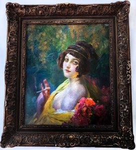 Woman with an Antique Headdress by Paul Jean Gervais