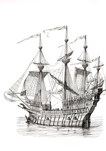 Man-of-War Carrying King Henry VIII to France in 1520 (after a drawing by Holbein) by Paul Lacroix