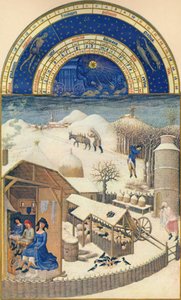February - village under the snow