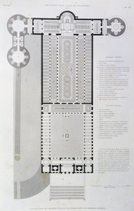 Restored layout of Old Basilica built by Emperor Constantine, engraving from Vatican and St Peter