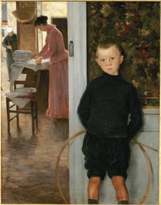 Woman and Child in a Room by Paul Mathey
