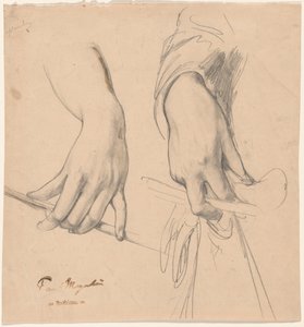 A Left Hand Holding a Staff and a Right Hand Holding a Glove and Riding Crop