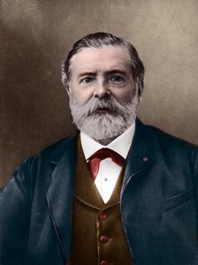 Portrait of Étienne-Jules Marey; English scientist and chronophotographer; inventor of sphygmograph and a pioneer of photography and cinema. Photo by Nadar, Paul. Digital colouring.