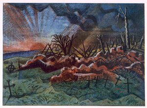 Sunrise, Ruins of a Hospice, north west of Wytschaete, from British Artists at the Front, Continuation of The Western Front, Part Three, Paul Nash