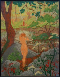 Female Nude Hairdressing by the Pond by Paul Elie Ranson