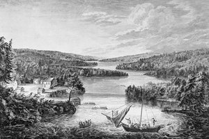 A view of Miramichi, a French settlement in the Gulf of St Laurence, 1760