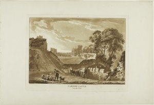 Cardiff Castle from the West, plate two from Twelve Views in Wales by Paul Sandby