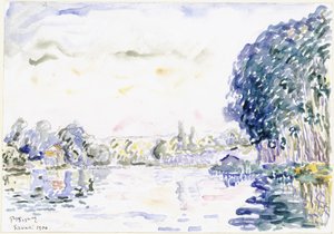 River Landscape with Cottages and Trees by Paul Signac