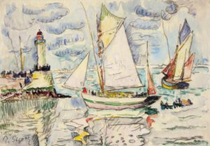 Two Fishing Vessels off the Entrance to Granville Harbor by Paul Signac