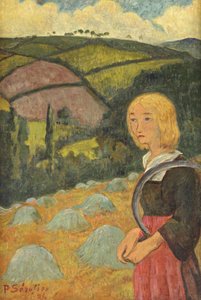 Young Breton Girl and Haystacks by Paul Sérusier