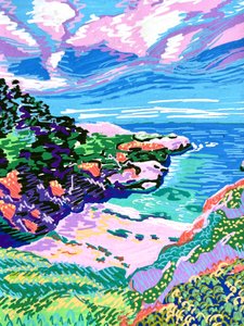 Pink Clouds Coastal View