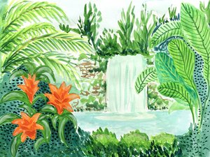 Tropical Waterfall Oasis