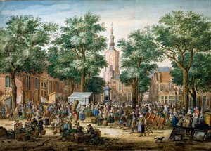 The Big Green Market in The Hague, 1769 by Paulus Constantijn la Fargue