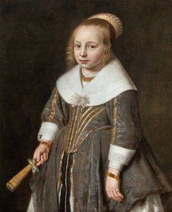 Portrait of a Young Girl Holding a Fan by Paulus Hennekyn