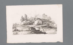 View of a House by a River by Paulus Lauters