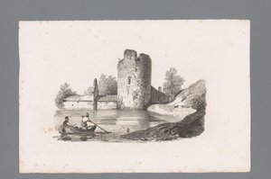 Two Figures in a Boat by a Ruin (Principles of Landscapes) by Paulus Lauters