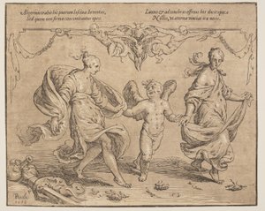 Cupid with Youth and Luxury by Paulus Moreelse