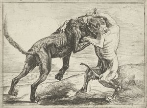 Two Fighting Dogs (Dogs) by Pauwels van Hillegaert