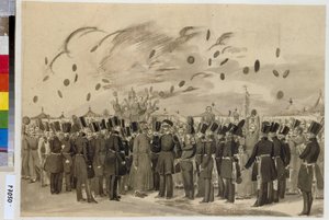 Grand Duke Mikhail Pavlovich Visiting the Camp of the Life Guard Finland Regiment on July 8, 1837 by Pavel Andreevich Fedotov