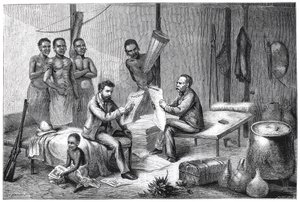 Livingstone and Stanley Receiving Newspapers in Central Africa by Pearson