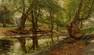 P. Mönsted, Spring Day by the Forest Stream