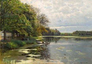 P. Mönsted, Sunny Spring Day by the Water by Peder Monsted