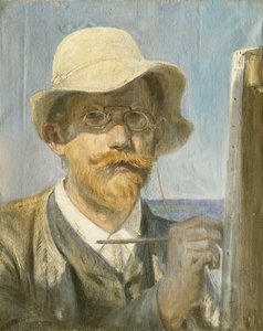 A Self-Portrait of the Artist, head and shoulders at his Easel