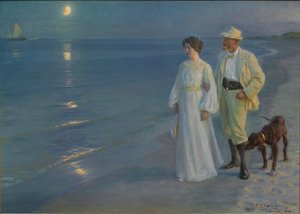 Summer Evening at Skagen Beach. The Artist and His Wife. by Peder Severin Krøyer