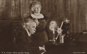 Edvard and Nina Grieg at the piano