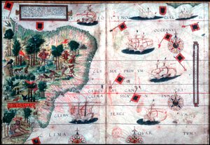 Map of Brazil by Portuguese navigators Pedro Reinel and Lopo Homen