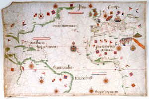 Portulan Chart of the Atlantic Ocean, Mediterranean and Black Sea, c.1535 by Pedro Reinel