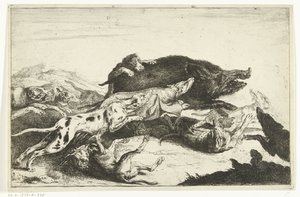 Dogs Hunting a Boar by Peeter Boel