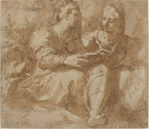 Two Seated Women by Pellegrino Tibaldi