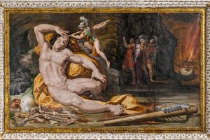 Ulysses blinding Polyphemus (detail) by Pellegrino Tibaldi