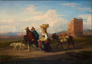 Landscape with Figures and Ruin by Penry Williams