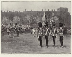 The King and the 3rd Battalion Scots Guards, Officers with the New Colours Marching Past His Majesty