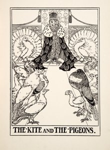 The Kite and the Pigeons, from A Hundred Fables of Aesop, pub.1903