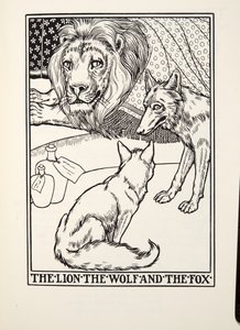 The Lion, the Wolf and the Fox, from Fontaine Fables, pub. 1905