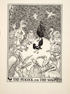 The Peacock and the Magpie, from A Hundred Fables of Aesop, pub. 1903