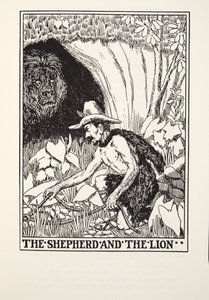 The Shepherd and the Lion, from Fontaine Fables, pub. 1905 by Percy J. Billingshurst