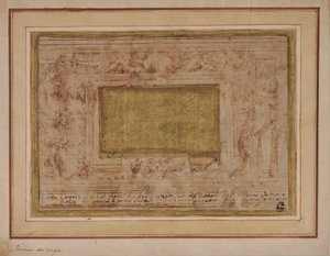 Design for stucco frame with caryatids, swags and putti by Perino del Vaga