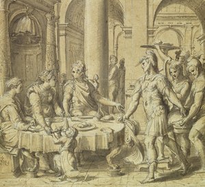 The Banquet of Dido and Aeneas, model for a tapestry in the Story of Aeneas series, c.1532
