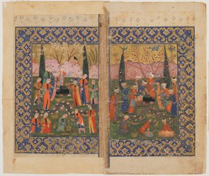 Folio from an unidentified text; Sulayman Enthroned, Shiraz, Iran, c.1560-70